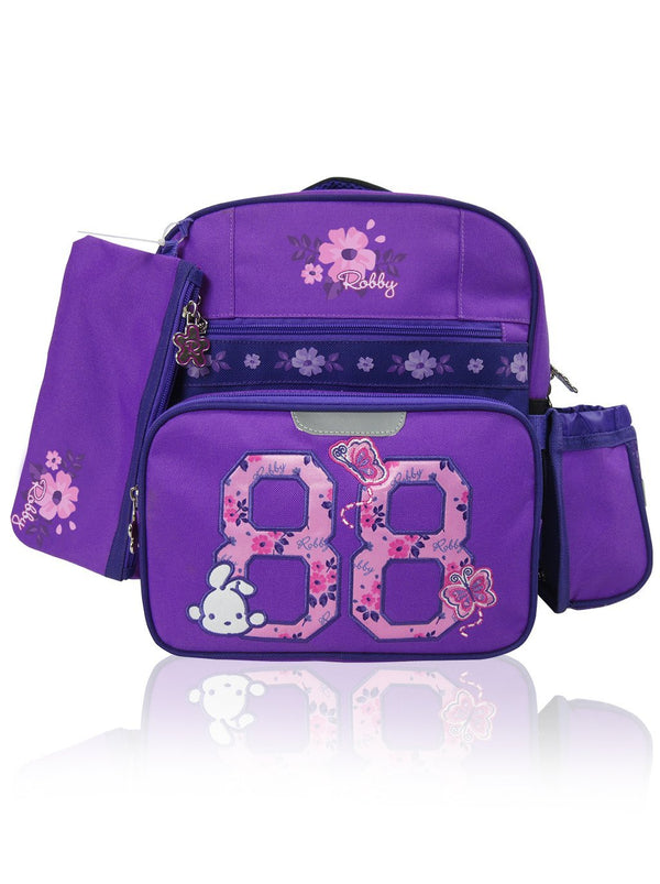 Flower Power - 12in Backpack (Purple)  - Robby Rabbit Girls