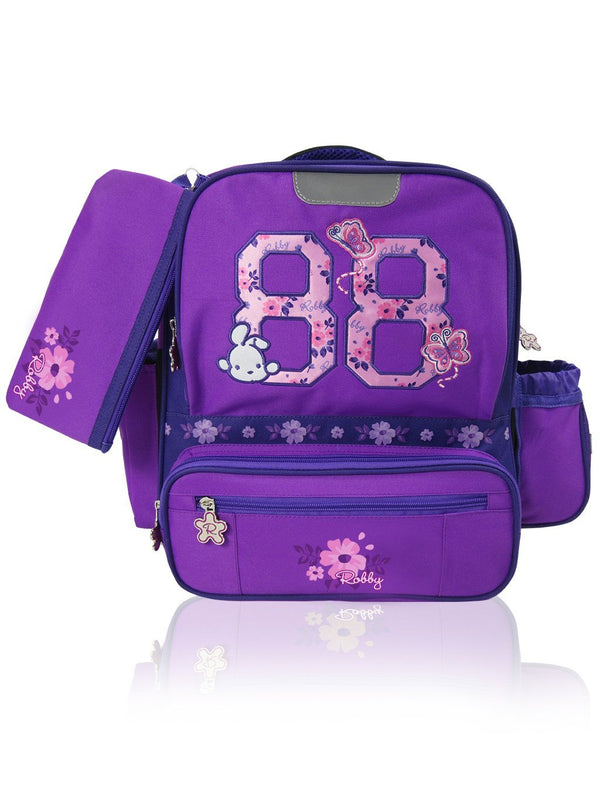 Flower Power - 14in Backpack (Purple)  - Robby Rabbit Girls