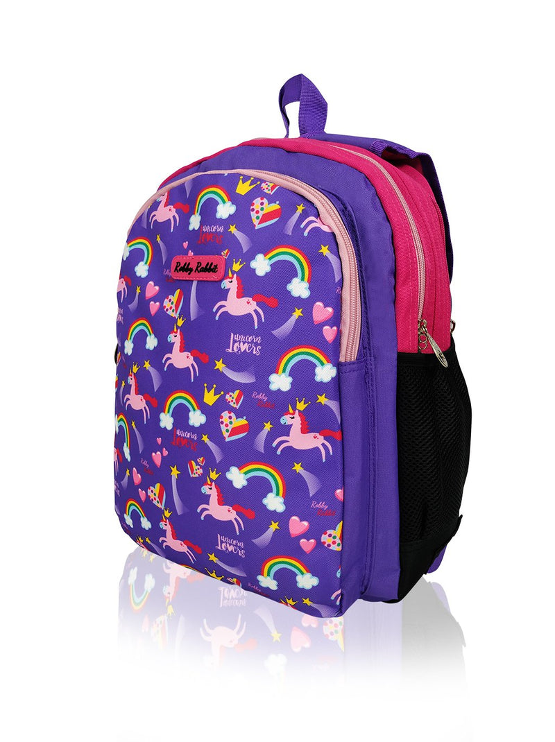 Hearts and Unicorns (Reversible) - 15in Backpack (Purple and Pink)