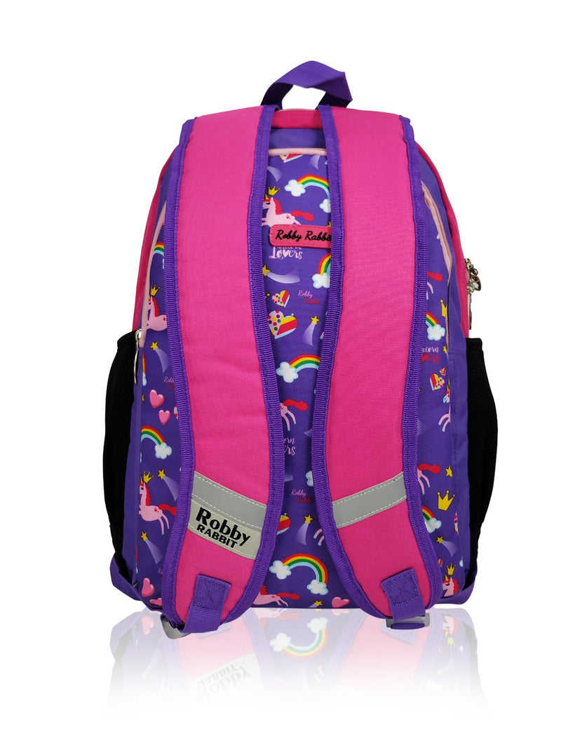 Hearts and Unicorns  (Reversible) - 17in Backpack (Purple and Pink)