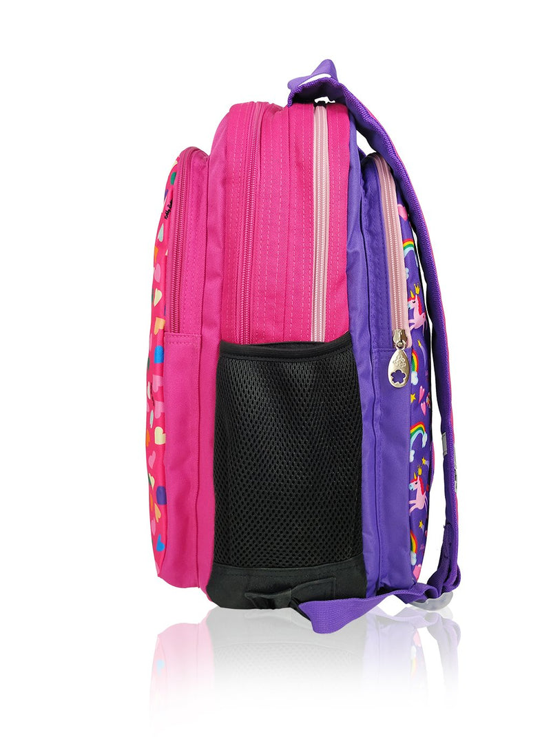 Hearts and Unicorns  (Reversible) - 17in Backpack (Purple and Pink)